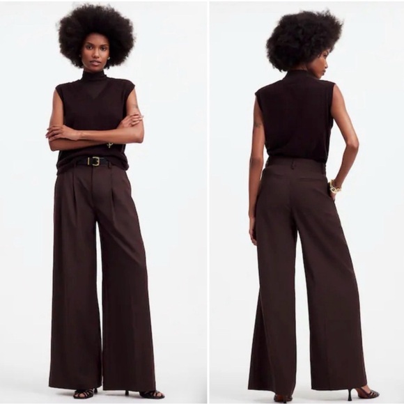 Madewell The Harlow Superwide-Leg Trousers Dark Carob Chocolate Brown size 2 - Picture 6 of 14